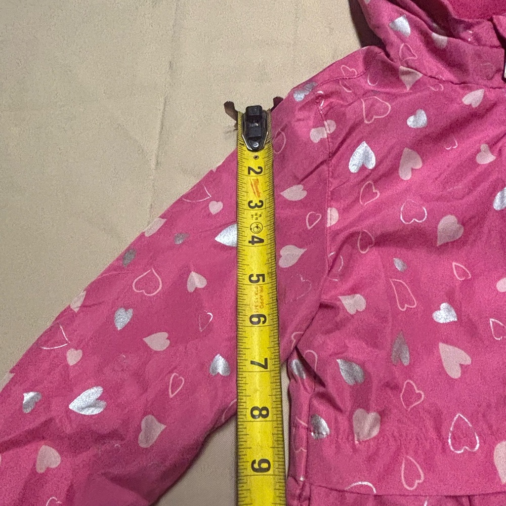 DKNY Pink Kids Raincoat with Heart Pattern - Picture 3 of 16
